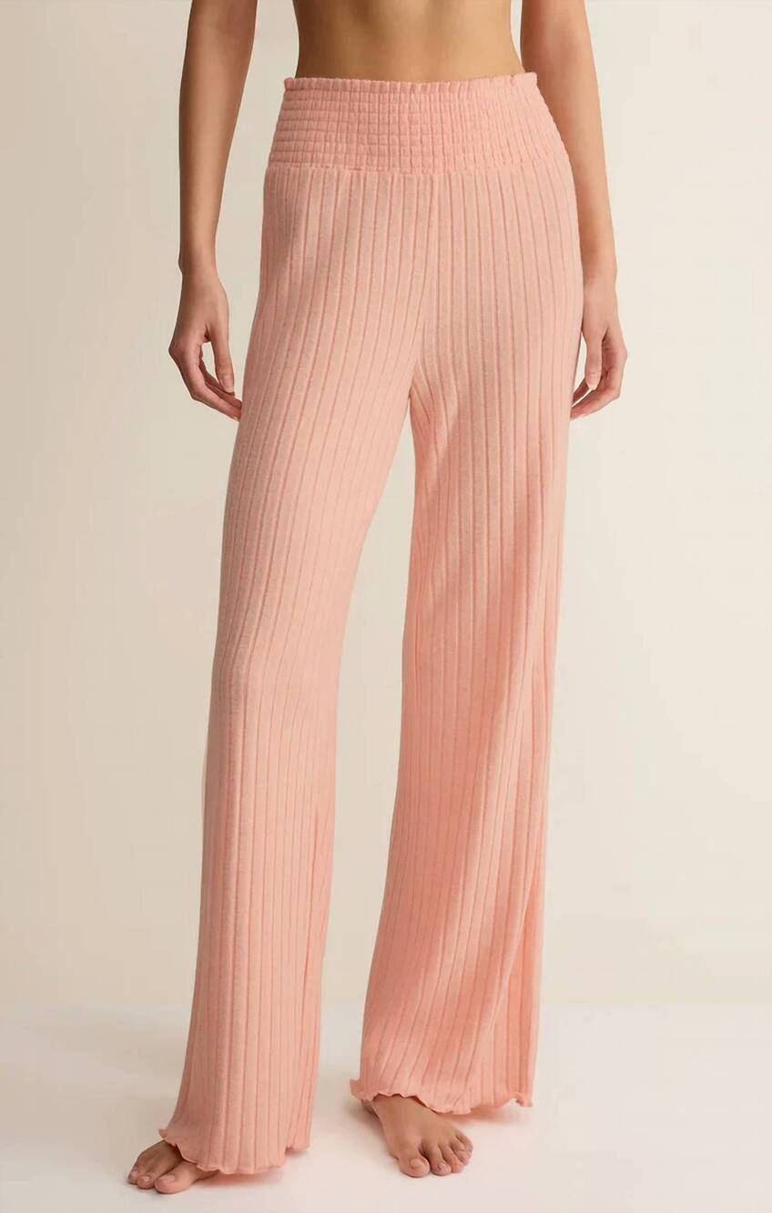 NEW Z SUPPLY dawn smocked silky rib pant in bellini